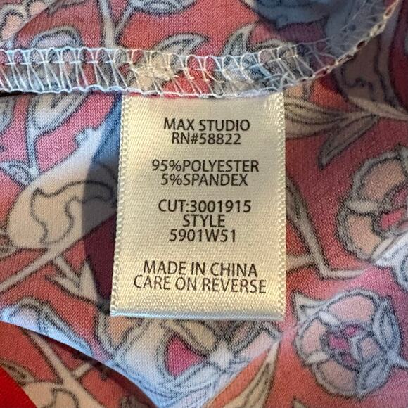 MAX STUDIO Paisley Shift Dress Red/Peach Sz XL Spring Wedding Easter Picnic Date - Picture 8 of 9